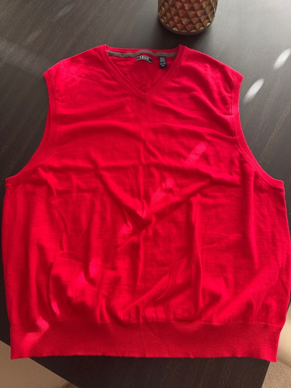 Izod Men’s V-Neck Sweater Vest in Bright Red